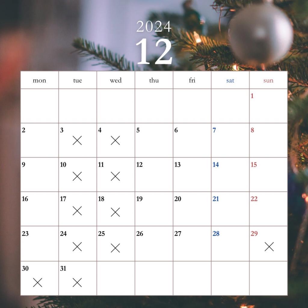 ˗ˏˋ12月営業日程のお知らせ💭ˎˊ˗
